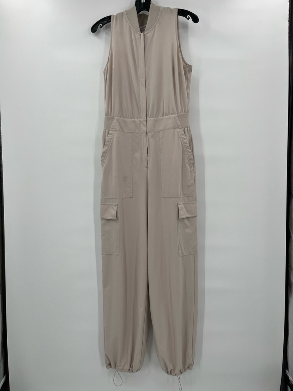 Athleta Brooklyn Utility Sleeveless Cargo Jumpsuit in Light Taupe Size 8
